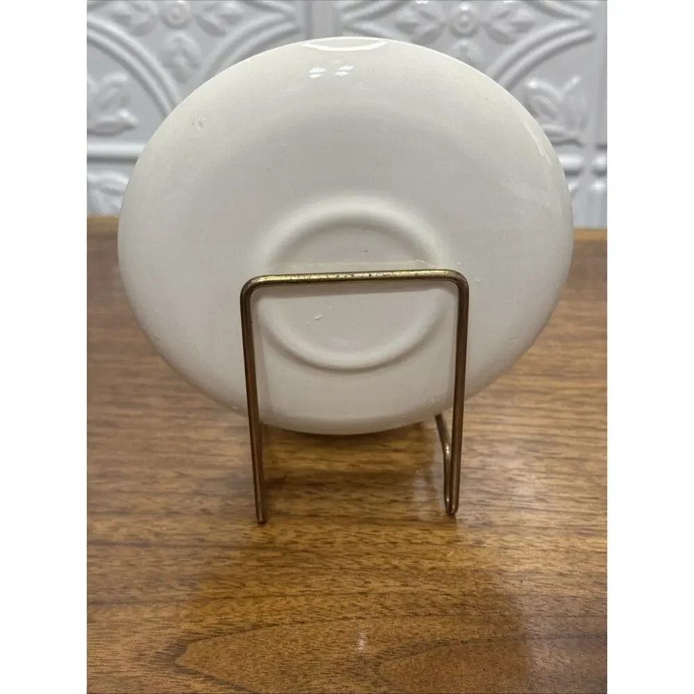 USA Demitasse Cup Saucer Currier & Ives With Display Stand Holder